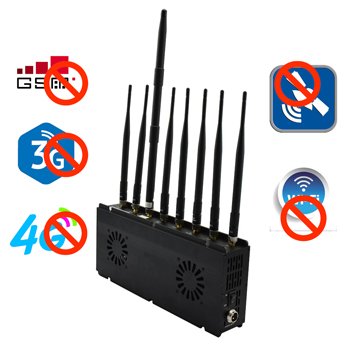 External 2 Fans 8 Bands Desktop Jammer 2G/3G/4G Cell Phone Signal GPS WiFi Lojack