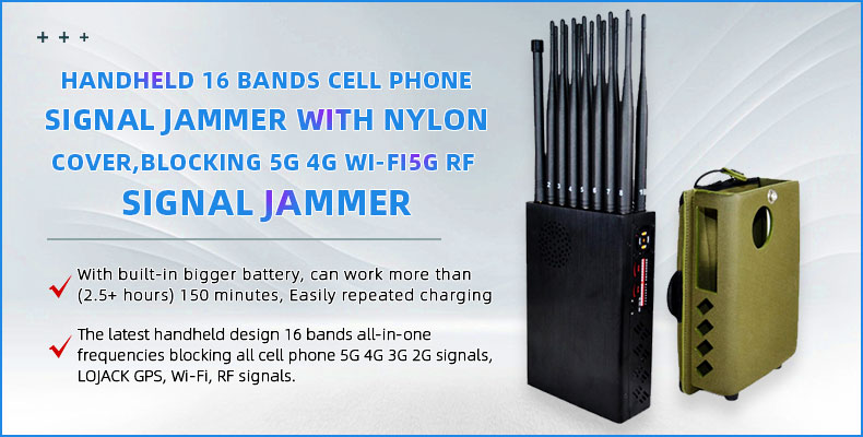 Handheld 16 Bands Cell Phone Jammer With Nylon Cover